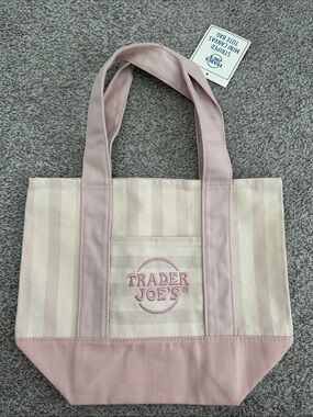 Trader Joe’s Pink Stripe Canvas Tote Bag